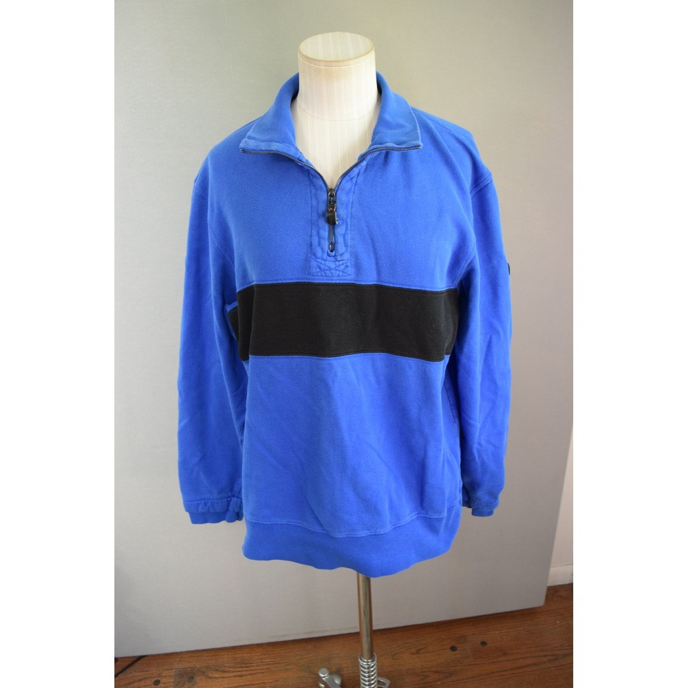 Vtg Polo Ralph Lauren Mens Pullover Medium Polo Sweatshirt Half Zip Blue Black